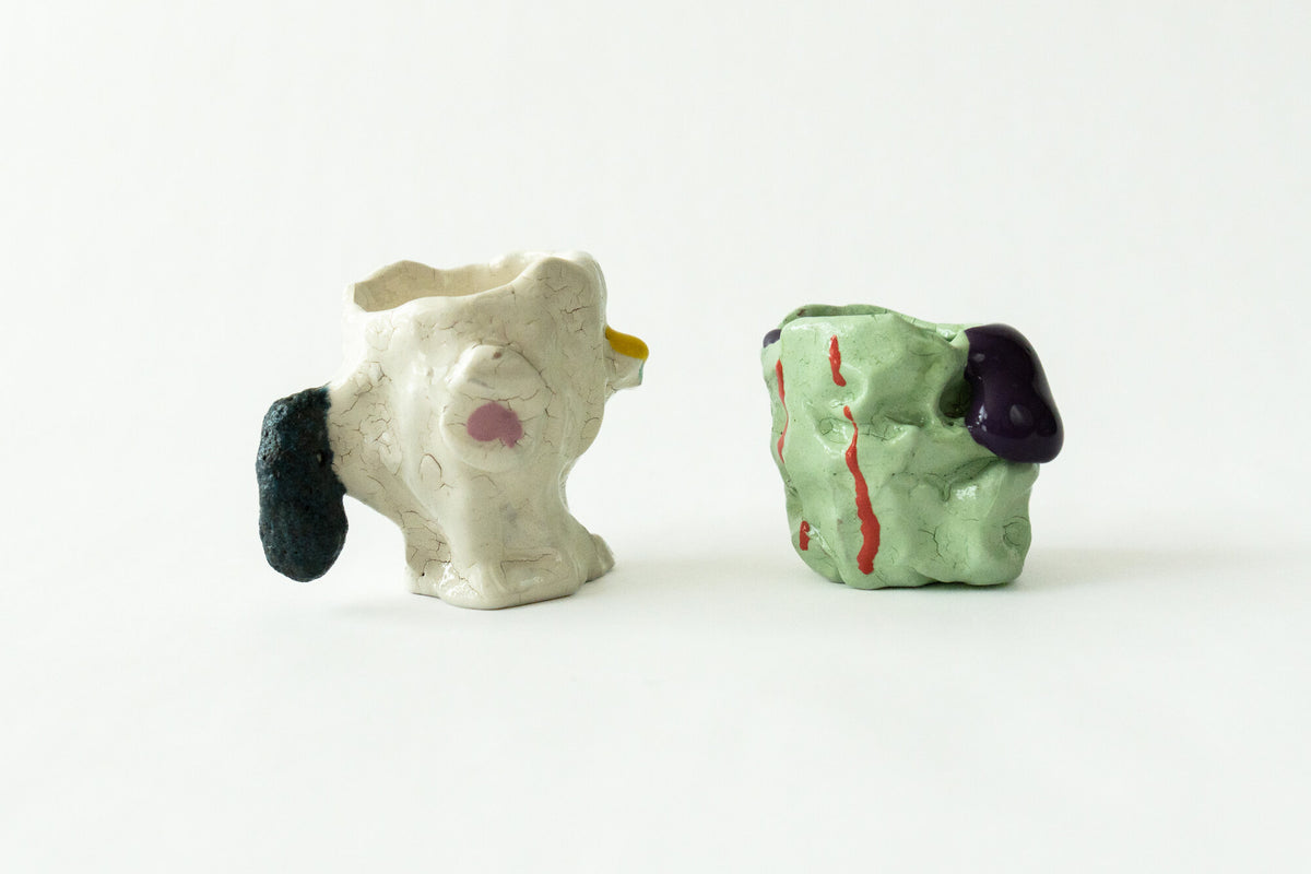 Memory Foam ochoko sake cups by Onree, showing different colours and irregular forms — additional view 1